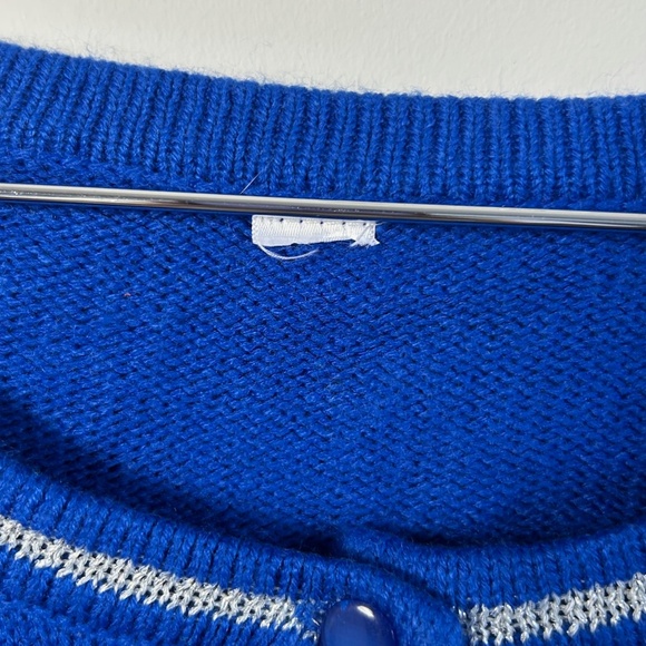 Vintage Christmas / Winter  Sweater with button front, blue, size XL - Picture 6 of 10